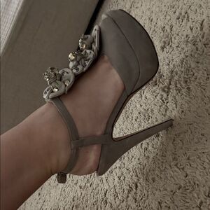 Elegant Taupe Platform Heels